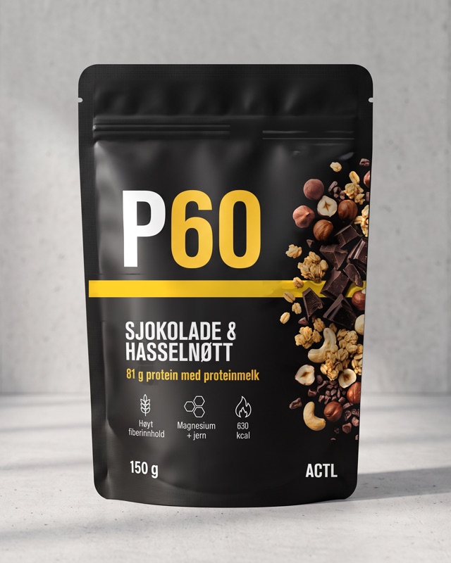 ACTL P60-pose, sjokolade og hasselnøtt