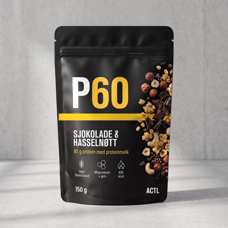 ACTL P60-pose, sjokolade og hasselnøtt